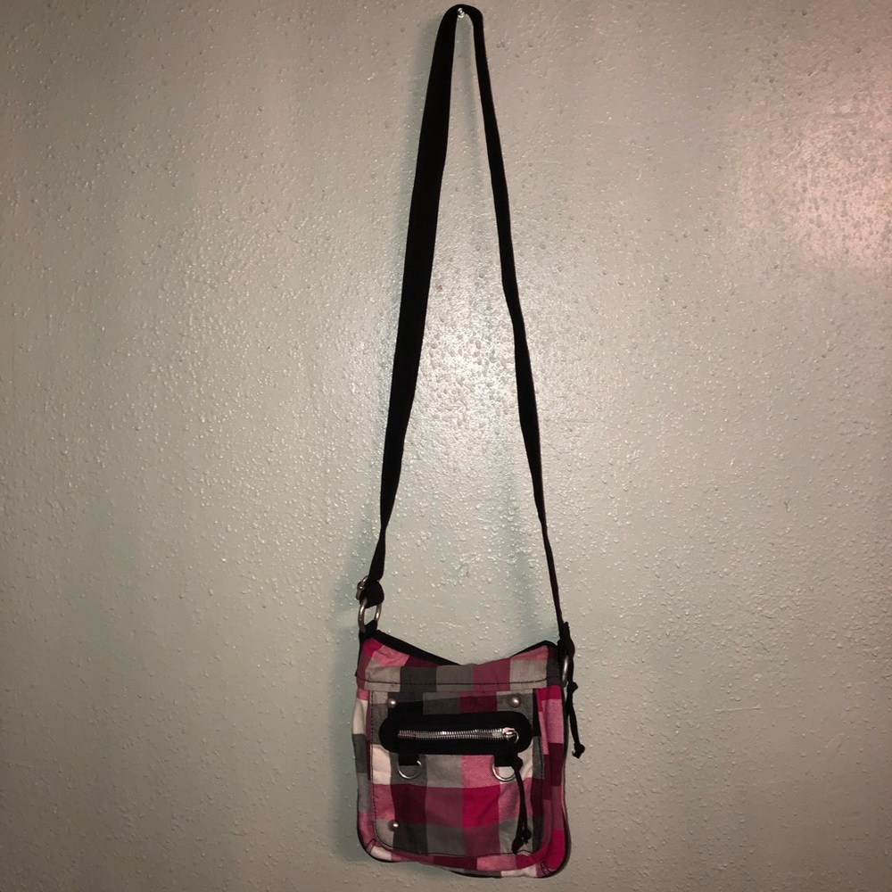 Women’s Black/Pink/White Plaid Crossbody